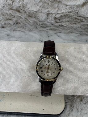 Precision by Gruen Diamond Quartz Women’s Brown Leather  Strap Watch